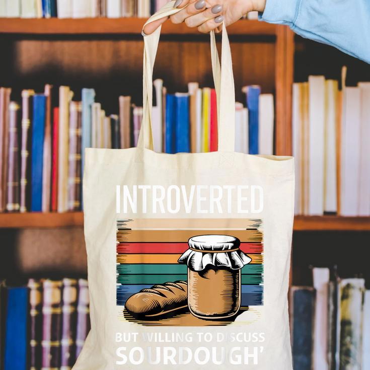 Introverted But Willing To Discuss Sourdough Vintage Baking Canvas Tote Bag Introverted But Willing To Discuss Sourdough Vintage Baking Canvas Tote Bag