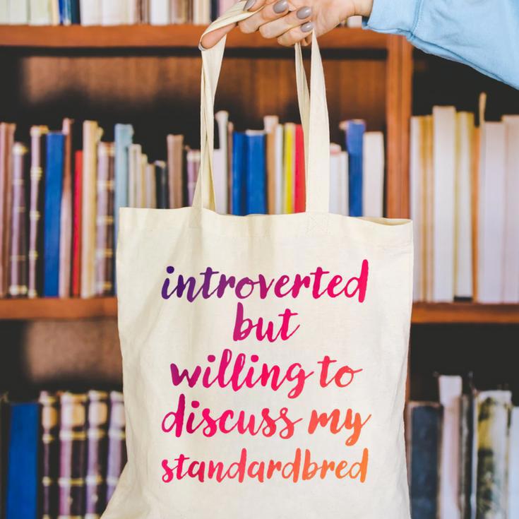 Introverted Willing To Discuss Standardbred Introvert Canvas Tote Bag