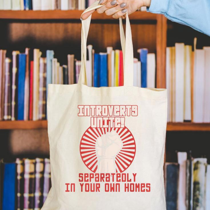 Introverts Unite Introverting Introverts At Home Canvas Tote Bag