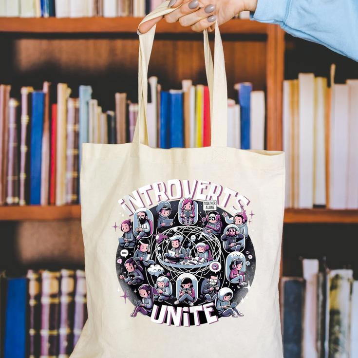 Introverts Unite Quirky Solitude Canvas Tote Bag Introverts Unite Quirky Solitude Canvas Tote Bag