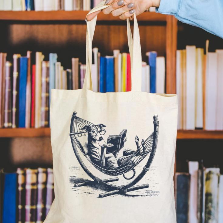 Italian Greyhound Whippet Dog Reading Book Hammock Iggy Mom Canvas Tote Bag Italian Greyhound Whippet Dog Reading Book Hammock Iggy Mom Canvas Tote Bag