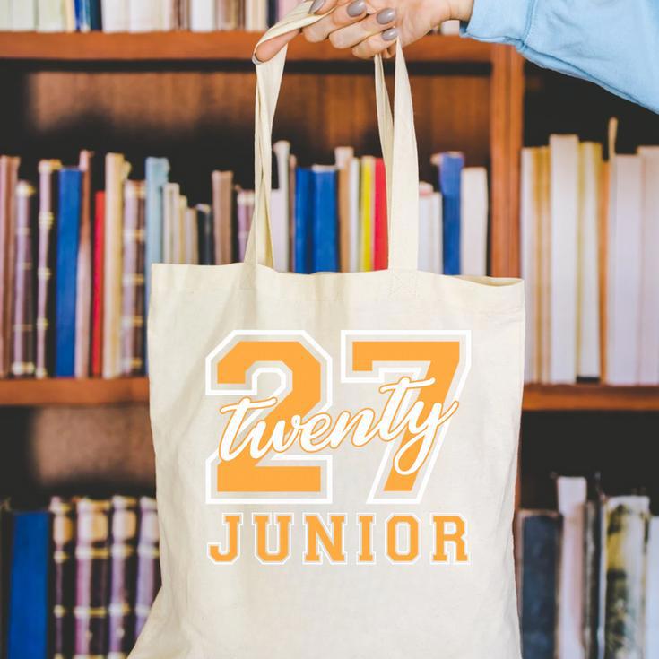 Junior Class 2027 Graduation Back To School Orange Letters Premium Tri-Blend Canvas Tote Bag