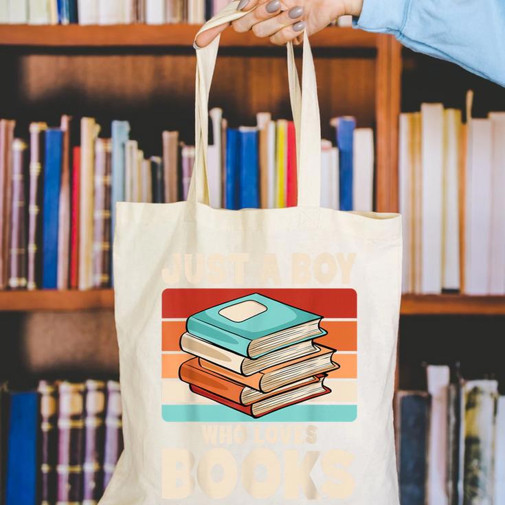 Just A Boy Who Loves Books Reading Bookworm Boys Kids Canvas Tote Bag
