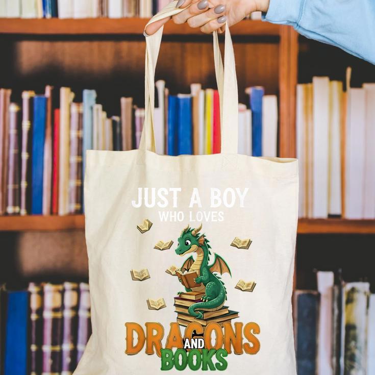 Just a Boy Who Loves Dragons And Books Reading Dragon Canvas Tote Bag