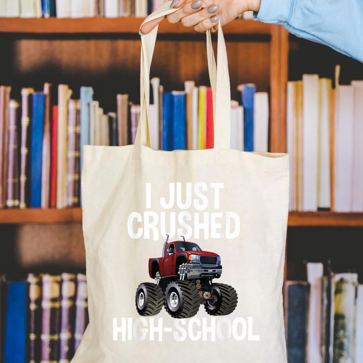 I Just Crushed High School Graduation Monster Truck Shirt Canvas Tote Bag