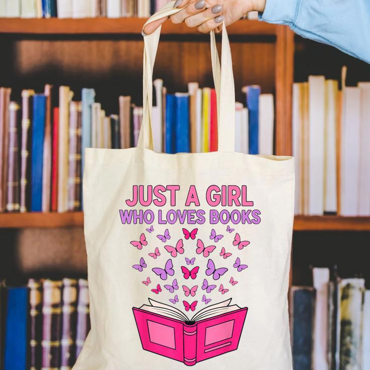 Just A Girl Who Loves Books Butterflies Reading Canvas Tote Bag Just A Girl Who Loves Books Butterflies Reading Canvas Tote Bag