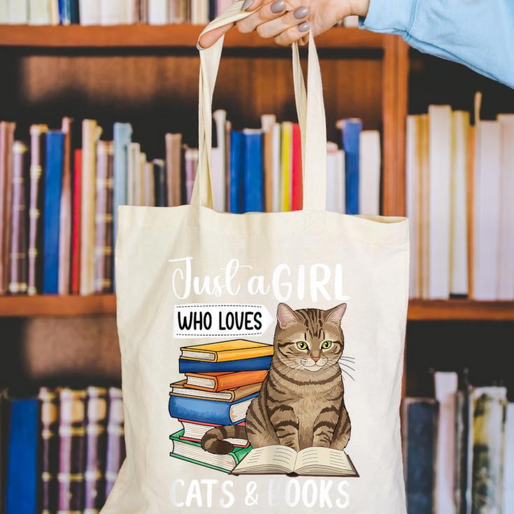 Just a Girl Who Loves Cats And Books Canvas Tote Bag