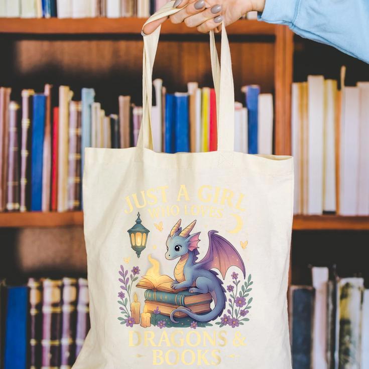 Just a Girl Who Loves Cute Dragons And Books Canvas Tote Bag