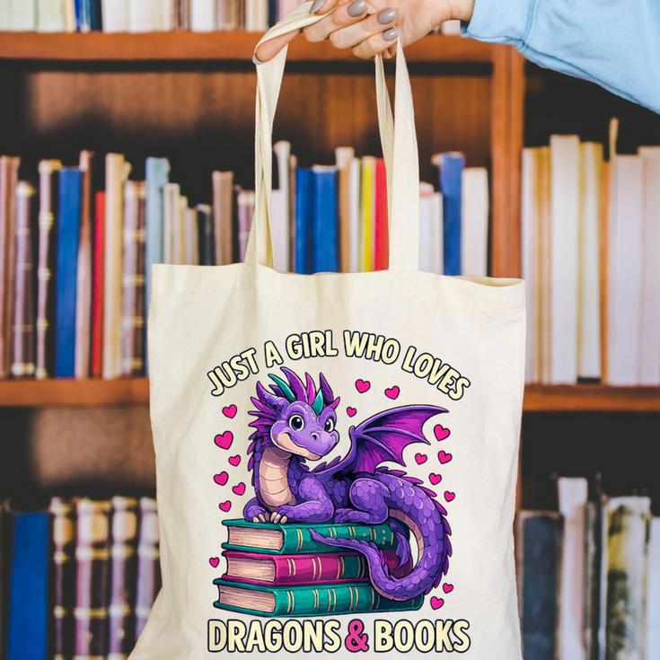 Just a Girl Who Loves Dragons And Books Reading Canvas Tote Bag