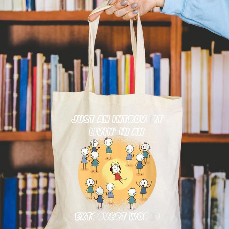 Just An Introvert Living In An Extrovert World Stickmen Canvas Tote Bag Just An Introvert Living In An Extrovert World Stickmen Canvas Tote Bag