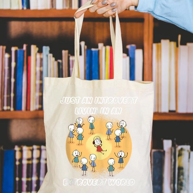 Just An Introvert Living In An Extrovert World Stickmen Canvas Tote Bag Just An Introvert Living In An Extrovert World Stickmen Canvas Tote Bag