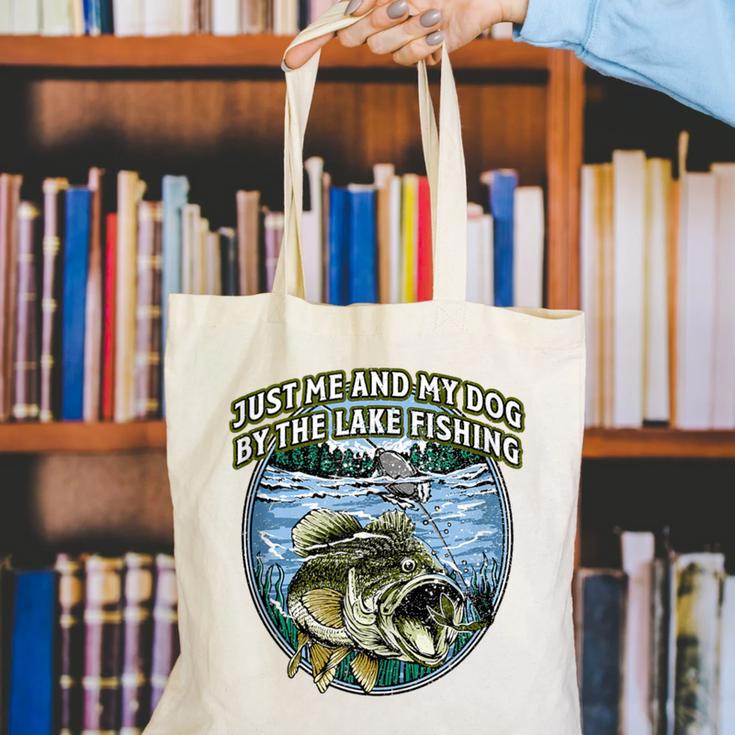 Just Let Me And My Dog By Lake Fishing Introvert Lifestyle Canvas Tote Bag Just Let Me And My Dog By Lake Fishing Introvert Lifestyle Canvas Tote Bag