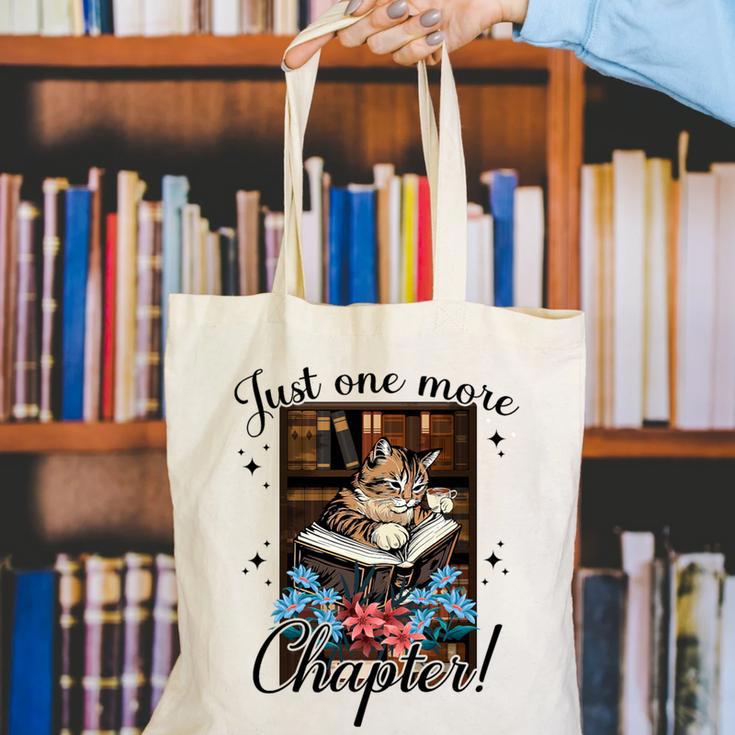 Just One More Chapter Cat Reading Books Coffee Lovers Premium Tri-Blend Canvas Tote Bag