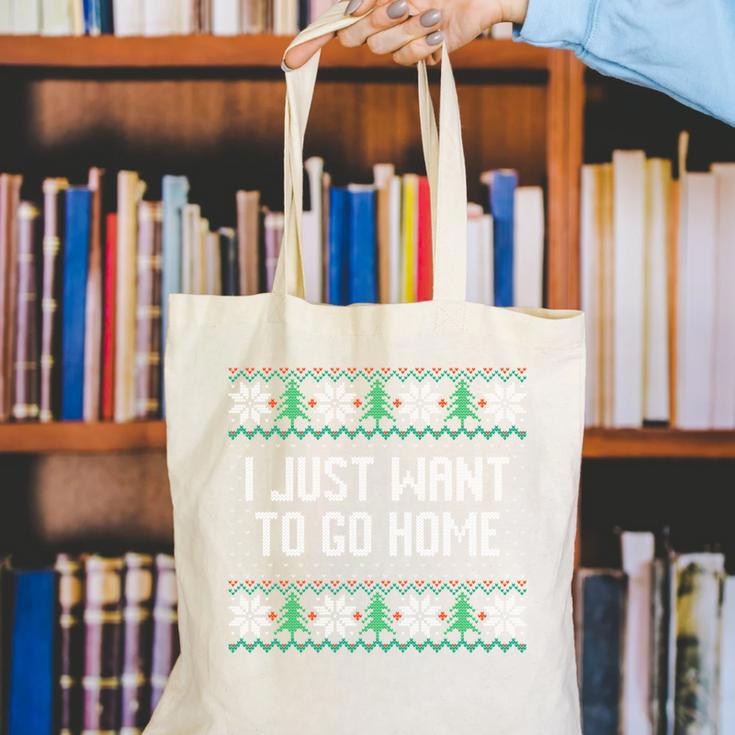 I Just Want To Go Home Ugly Anti Christmas Sweater Introvert Canvas Tote Bag I Just Want To Go Home Ugly Anti Christmas Sweater Introvert Canvas Tote Bag