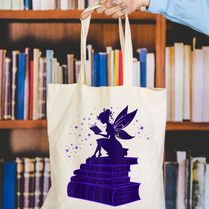 Kawaii Fairy Bookish Book Lover Library Read Canvas Tote Bag