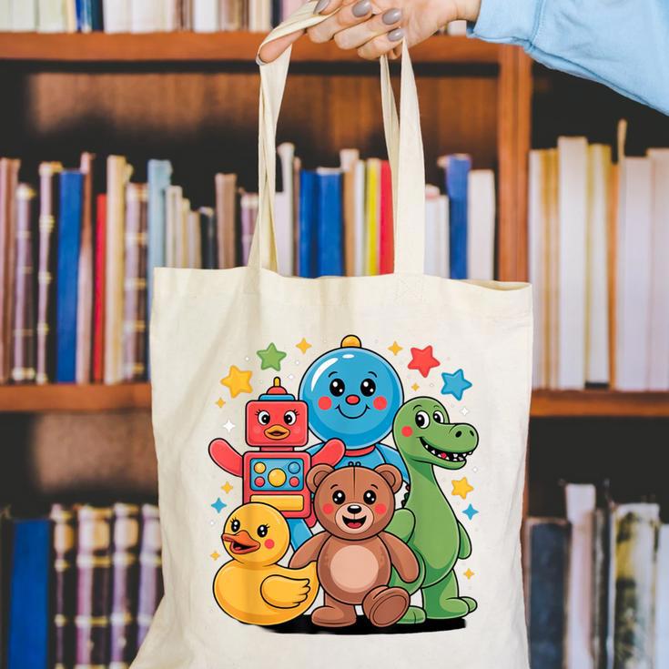 Kidcore Aesthetic Retro Vibes Colorful Cartoon Nostalgia Canvas Tote Bag