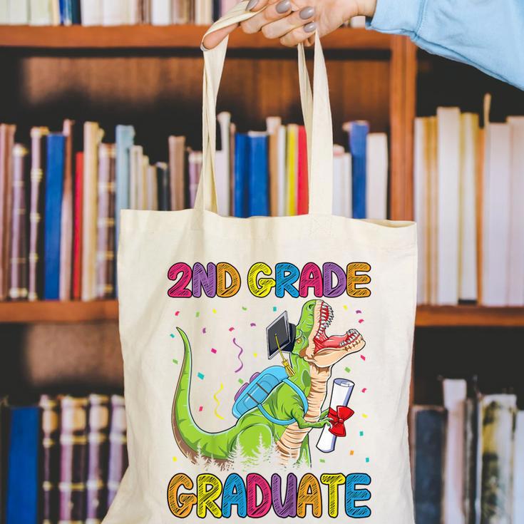 Kids 2nd Grade Graduate Dinosaur Trex 2nd Grade Graduation Canvas Tote Bag