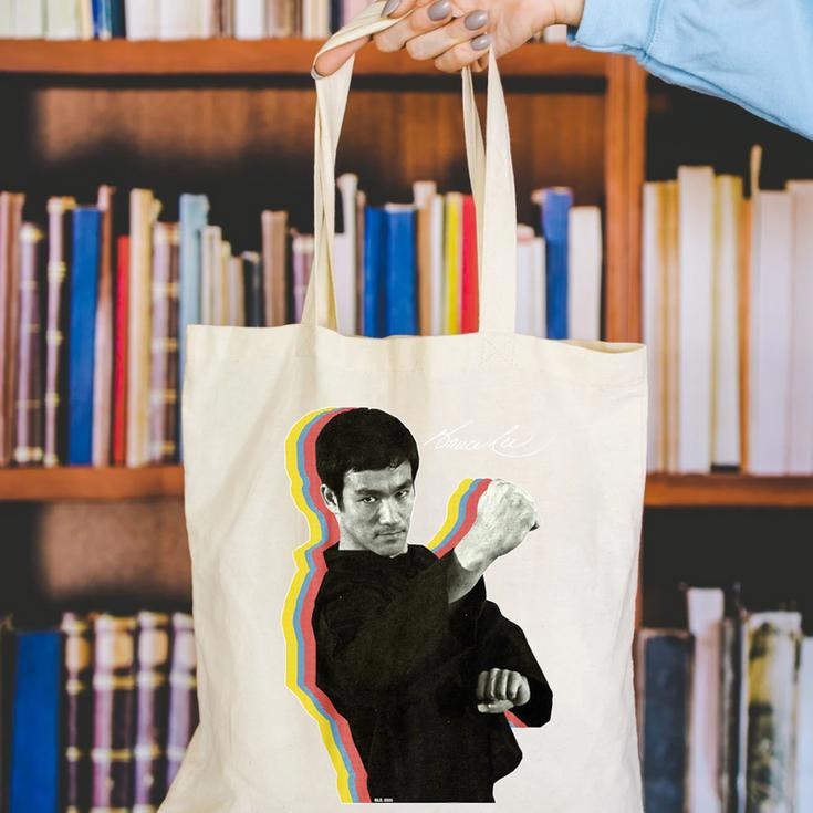 Kids Bruce Lee Photo From Fighting Method Book Kids Canvas Tote Bag