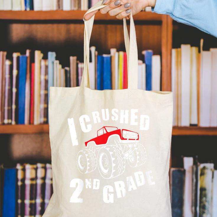 Kids I Crushed 2nd Grade Monster Truck School Graduation Canvas Tote Bag