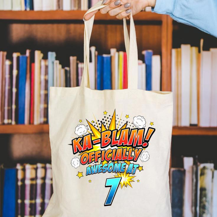 Kids Ka-Blam 7 Year Old Boys 7th Birthday Comic Book Super Hero Canvas Tote Bag