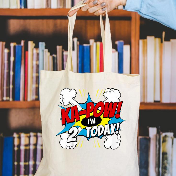 Kids Ka-Pow 2 Years Old Kids 2nd Birthday Comic Book Super Hero Canvas Tote Bag