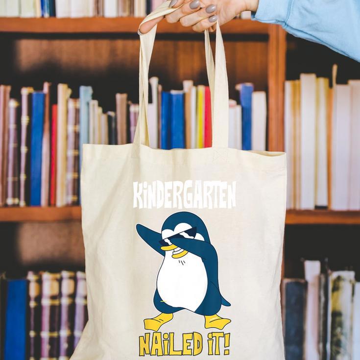 Kids Kindergarten Dabbing Penguin Nailed It Graduation Class 2021 Canvas Tote Bag