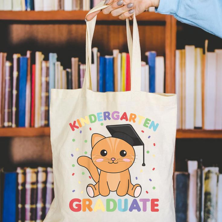 Kids Kindergarten Graduate Cat Graduation Canvas Tote Bag