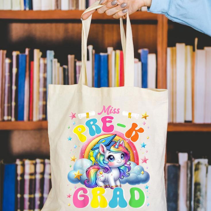 Kids Miss Pre-K Grad Graduation Cute Unicorn Rainbow Girls Canvas Tote Bag