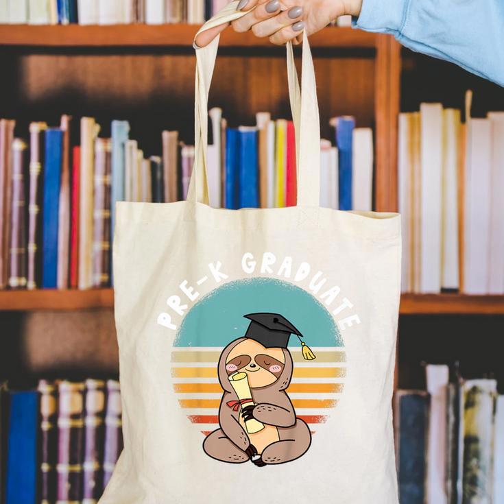 Kids Pre-K Graduate Sloth Cap And Gown Cute Preschool Graduation Canvas Tote Bag