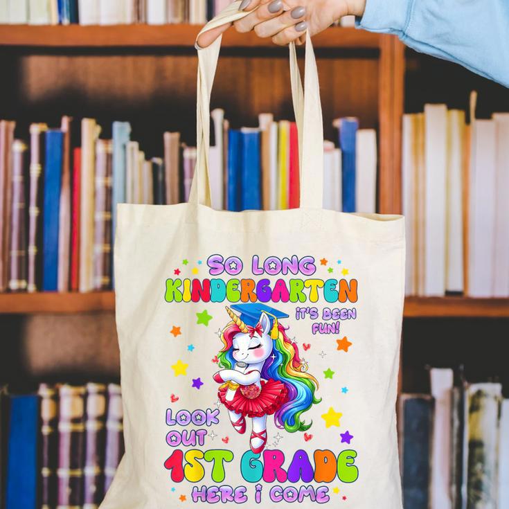 Kindergarten Graduation 2025 Graduate Girls Unicorn 1st Grad Canvas Tote Bag