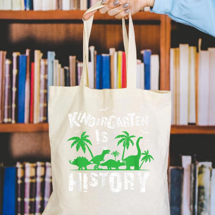Kindergarten Is History Dinosaur Graduation Canvas Tote Bag