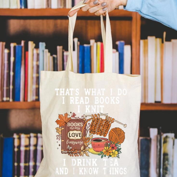 Knitting Reading Books Drinking Tea Knitter Knit Canvas Tote Bag Knitting Reading Books Drinking Tea Knitter Knit Canvas Tote Bag