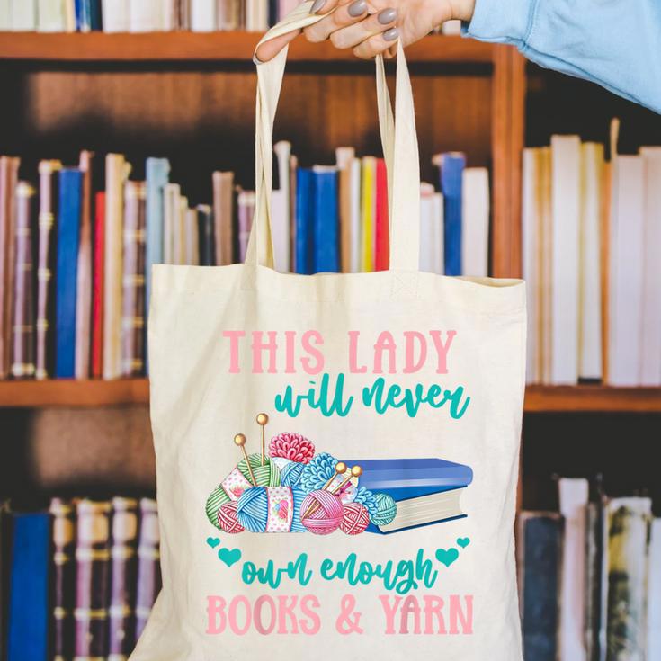 THIS LADY Will Never Own Enough BOOKS & YARN Canvas Tote Bag THIS LADY Will Never Own Enough BOOKS & YARN Canvas Tote Bag