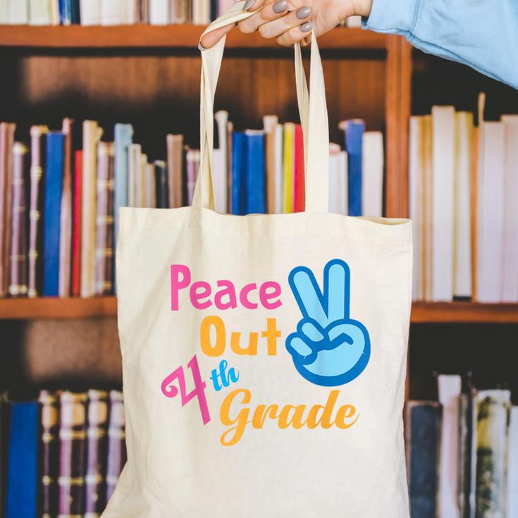 Last Day Of School Peace Out Grade 4 Graduation Kids Canvas Tote Bag