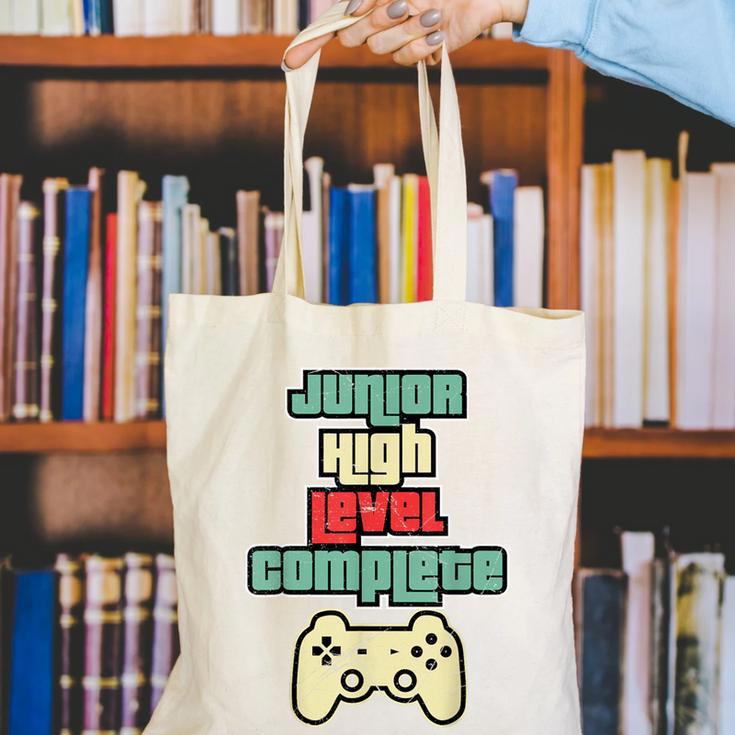 Level Complete Jr High School Graduation Grad SloganShirt Canvas Tote Bag