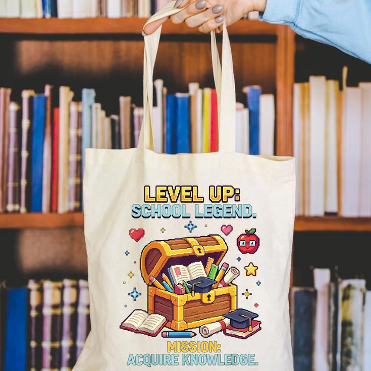 Level Up School Legend Video Game Pixel Art Graduation Canvas Tote Bag