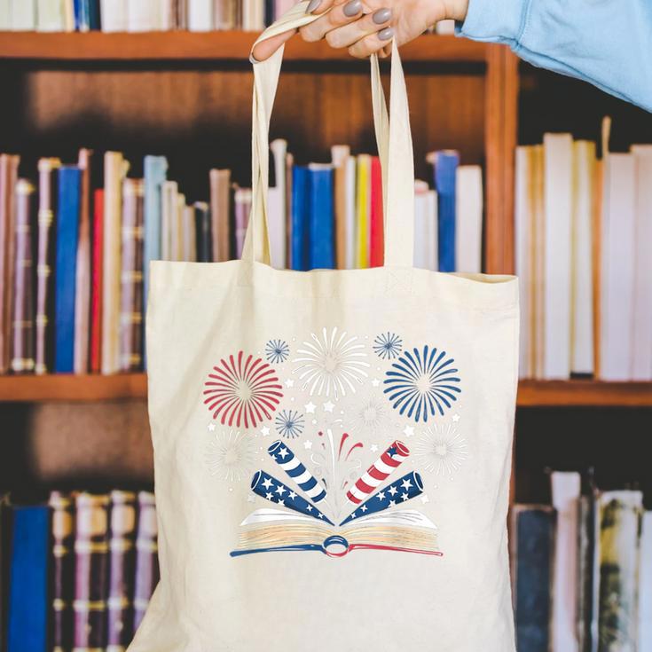 Librarian 4th July Book Lover Bookworm Patriotic Books Canvas Tote Bag