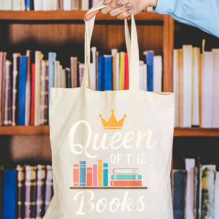 Librarian Queen Of The Books Book Reading Library Canvas Tote Bag