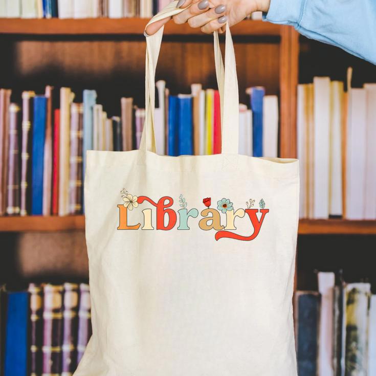 Library School Librarian Book Lover Reading Floral For Women Canvas Tote Bag