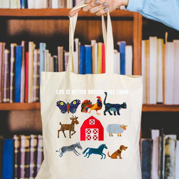 Life Is Better Around The Farm Nostalgia Trendy Canvas Tote Bag Life Is Better Around The Farm Nostalgia Trendy Canvas Tote Bag