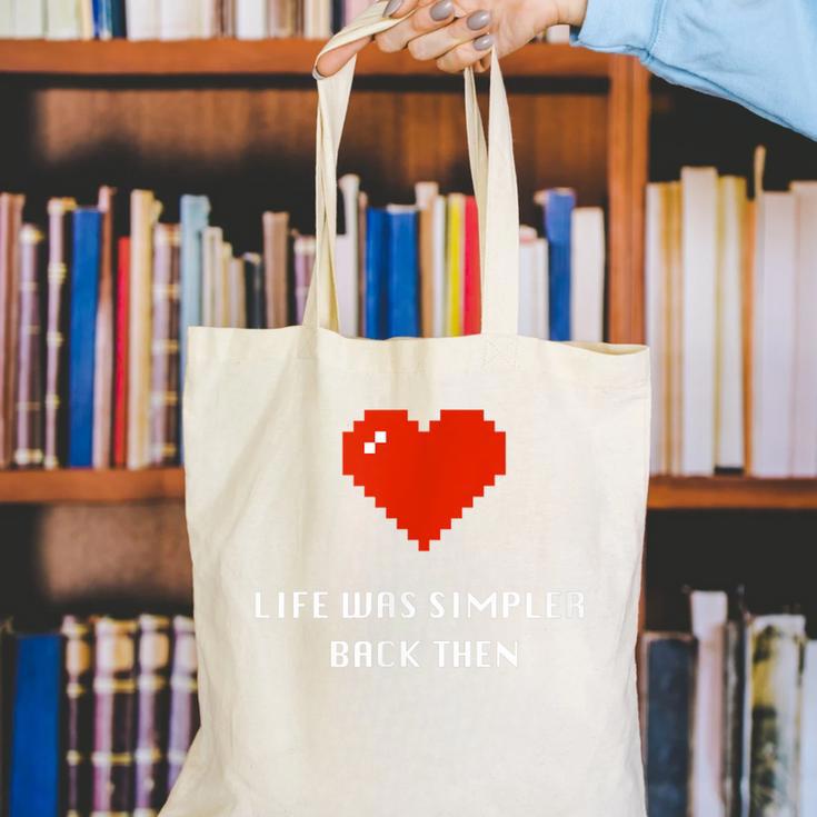 Life Was Simpler Back Then Nostalgia Retro Game Canvas Tote Bag