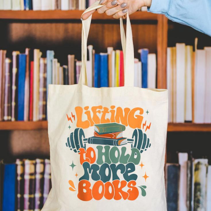 Lifting To Hold More Books Weightlifting Workout Bookish Canvas Tote Bag Lifting To Hold More Books Weightlifting Workout Bookish Canvas Tote Bag
