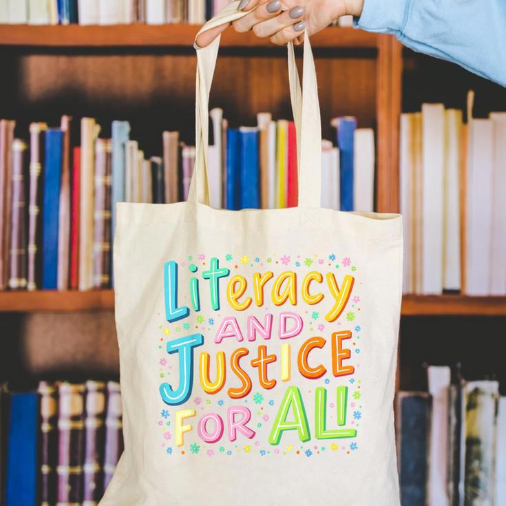 Literacy And Justice For All Protect Banned Books Library Canvas Tote Bag