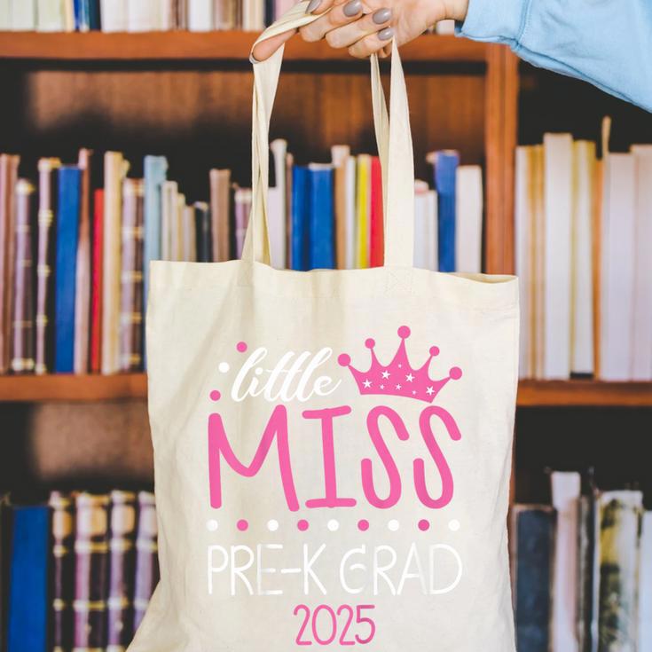 Little Miss Pre-K Grad Preschool Prek Graduation 2025 Canvas Tote Bag