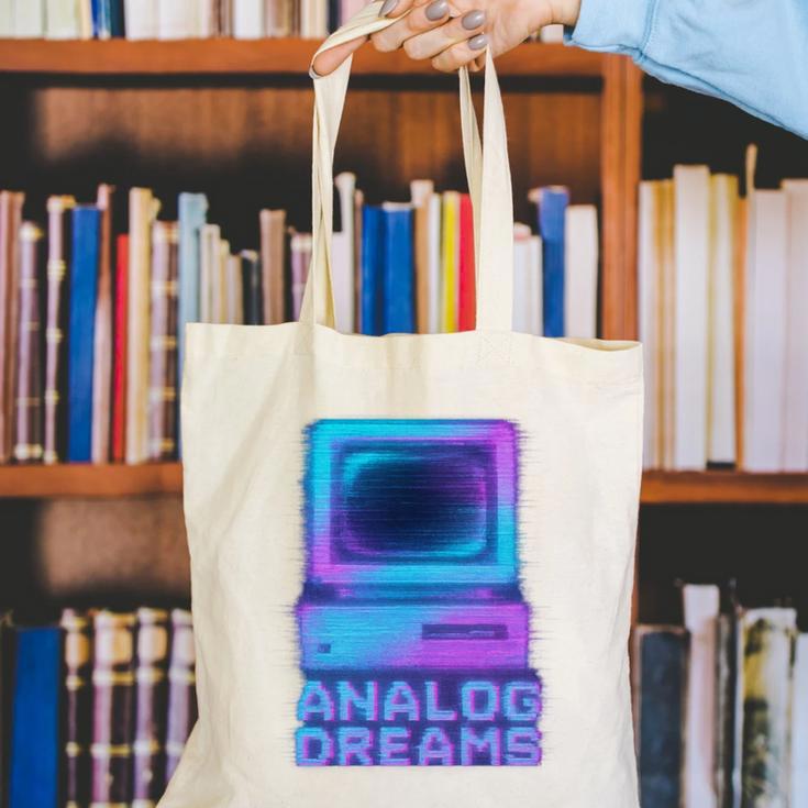 Lofi Reverie Analog Dreams Pixel 90s Desktop VHS Nostalgia Canvas Tote Bag
