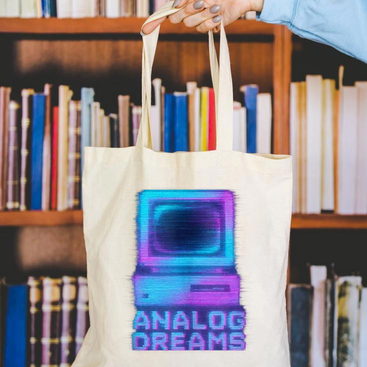Lofi Reverie Analog Dreams Pixel 90s Desktop VHS Nostalgia Canvas Tote Bag