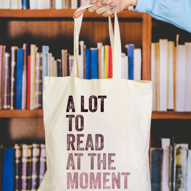 A Lot To Read At The Moment Book Reader Retro Reading Canvas Tote Bag