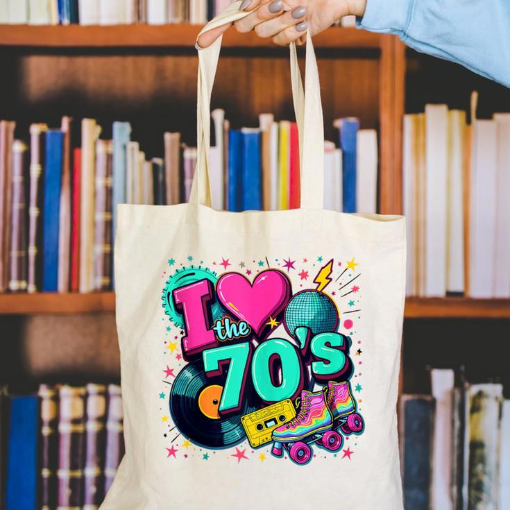 I Love The 70s Retro Cassette Roller Vinyl Disco Nostalgia Canvas Tote Bag