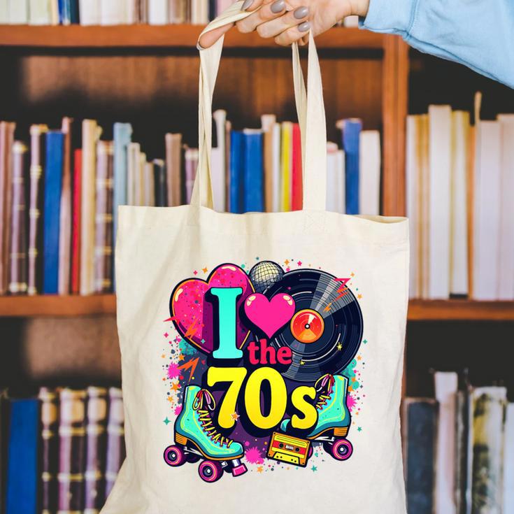 I Love The 70s Vintage Cassette Roller Vinyl Nostalgia 70s Premium Tri-Blend Canvas Tote Bag