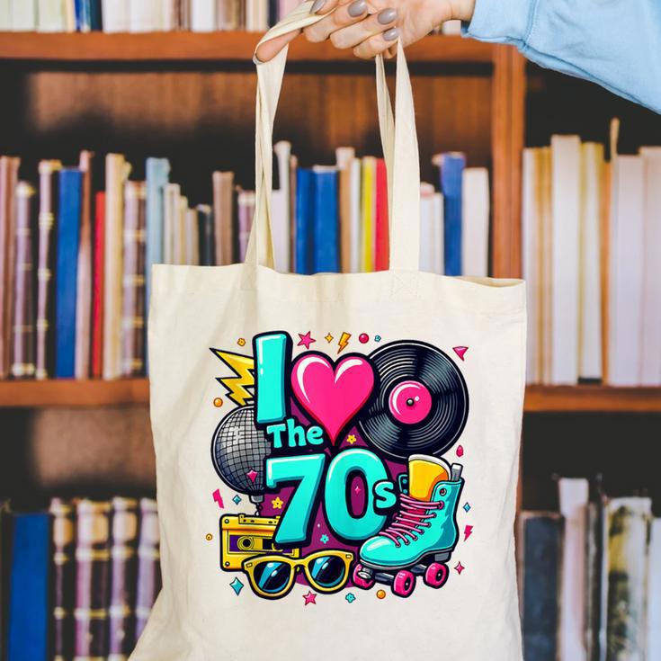 I Love The 70s Vintage Cassette Roller Vinyl Nostalgia 70s Canvas Tote Bag